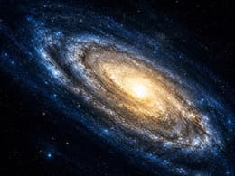 Luminous spiral galaxy surrounded by stars
