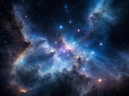 Blue nebula with newborn star cluster